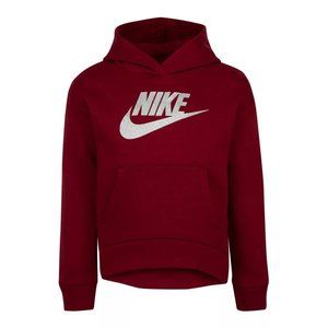Nike Glitter Futura Fleece Logo Pullover Hoodie Pomegranate Girl's Size 6X